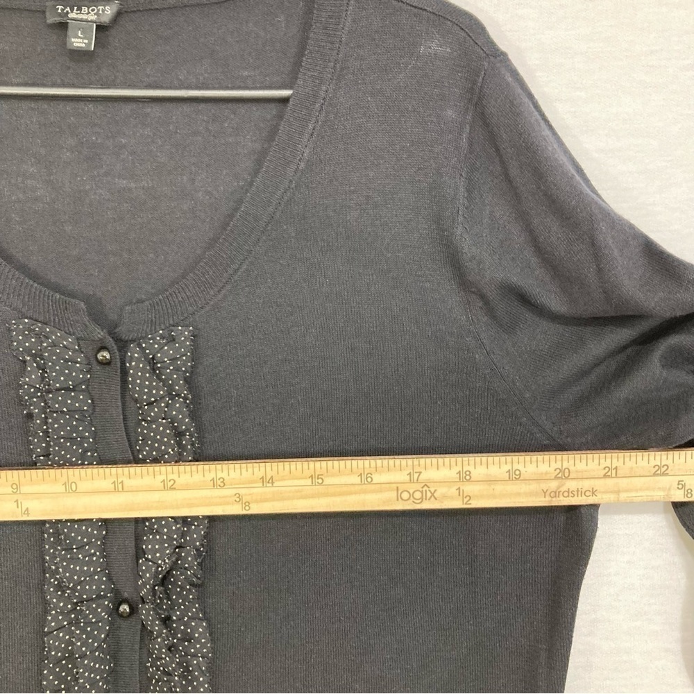 Talbots Black Silk Blend Button Cardigan Size Large - Picture 6 of 9